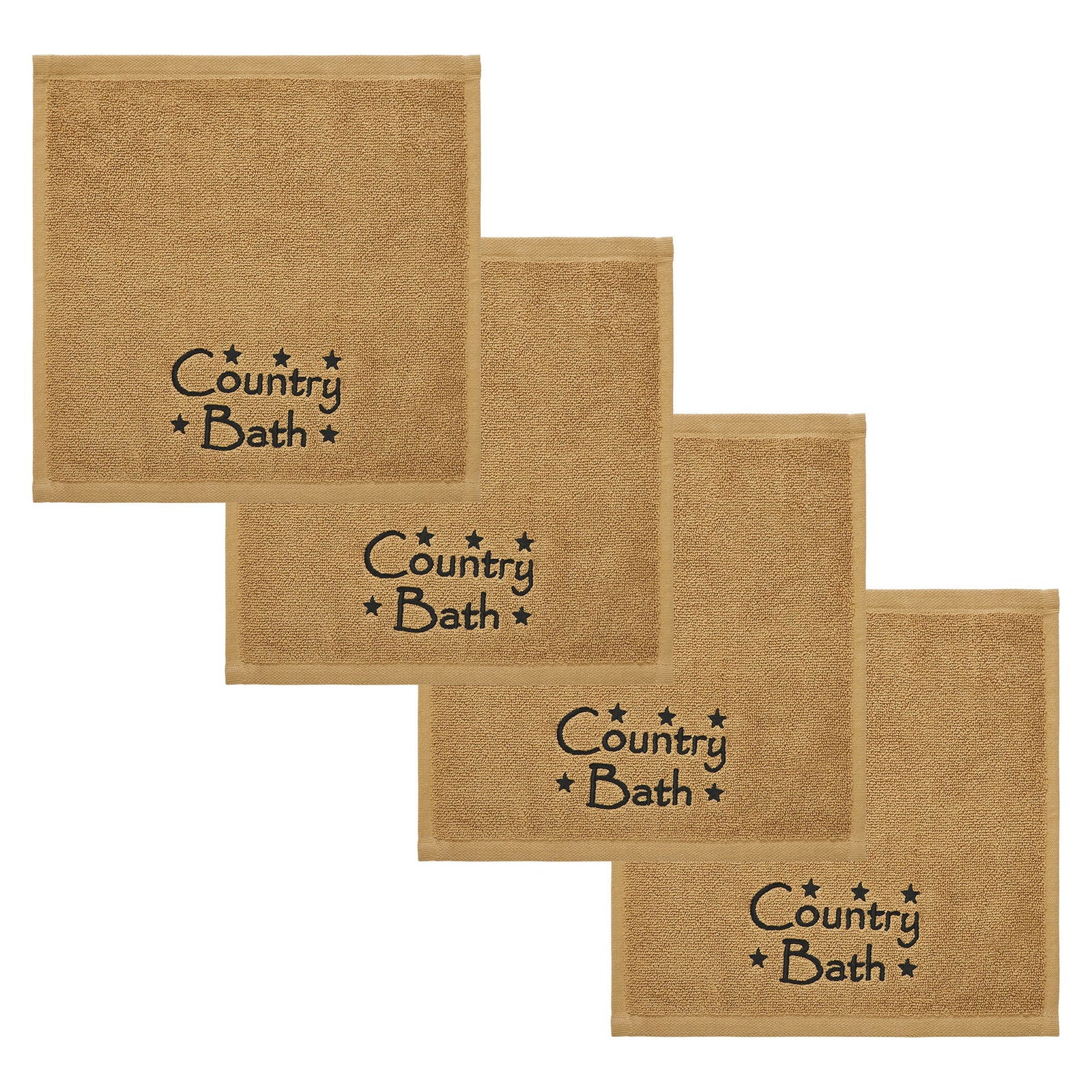 Country Bath Embroidered Washcloth Set of 4