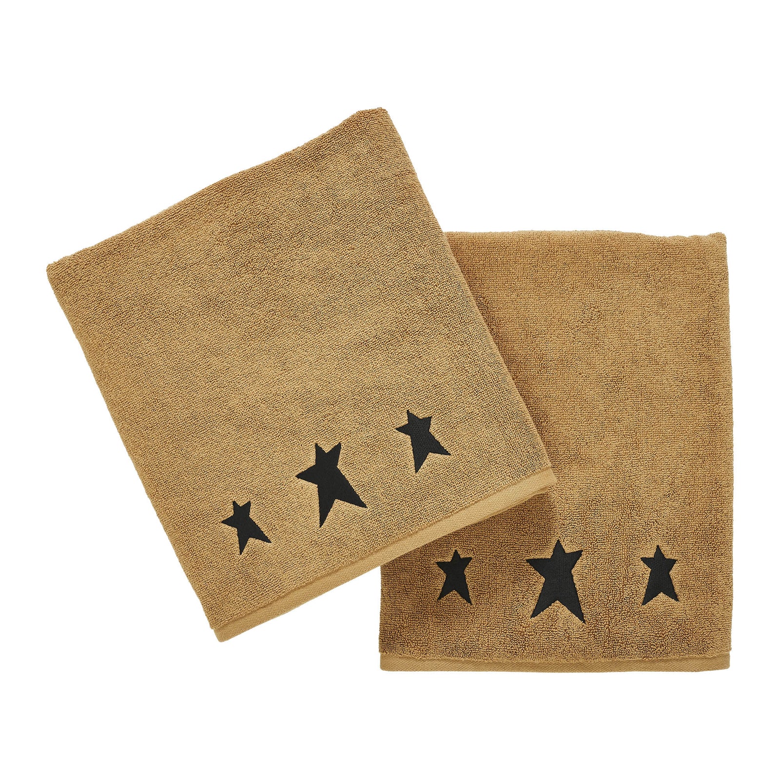Black Prim Stars Embroidered Bath Towel Set of 2