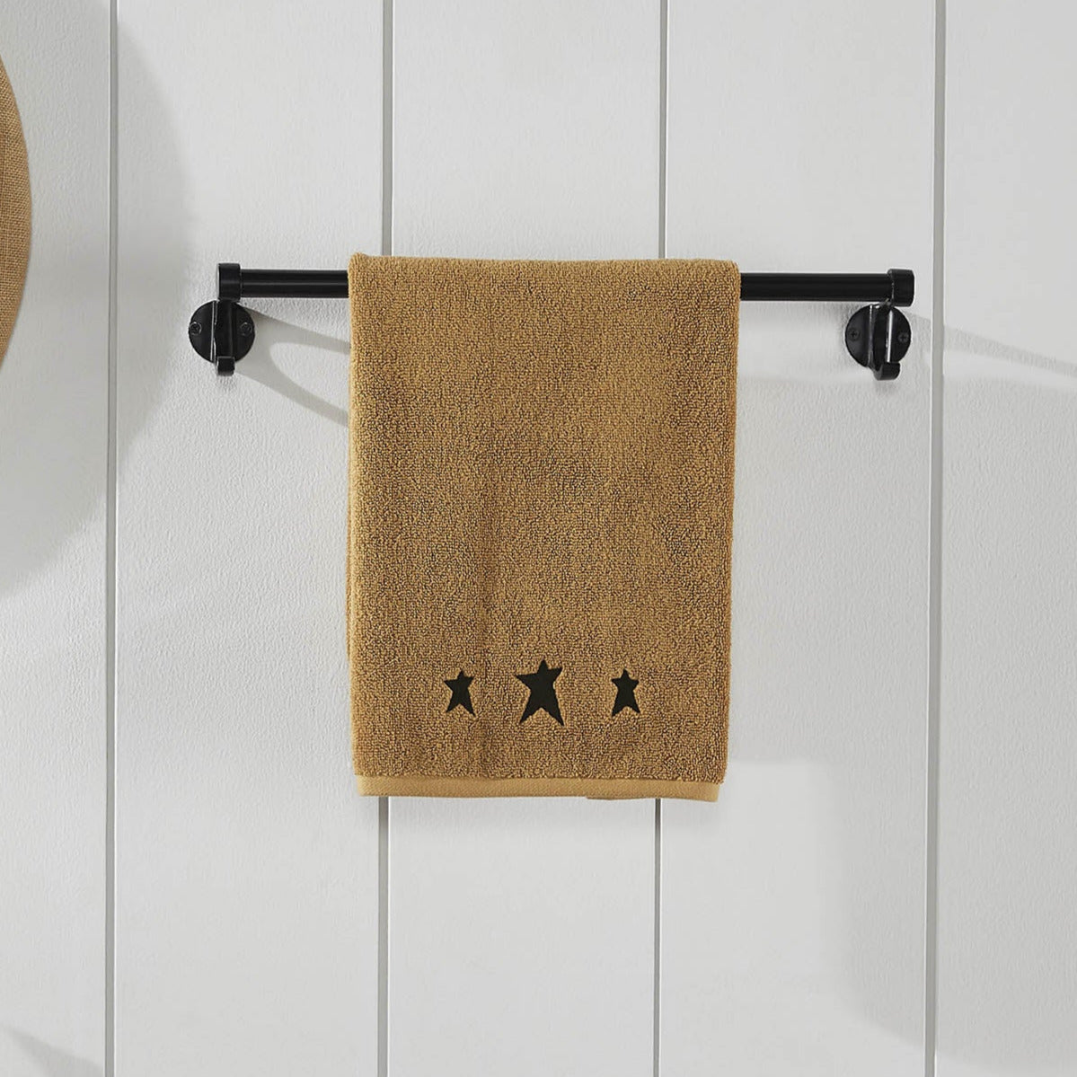 Black Prim Stars Embroidered Hand Towel Set of 2