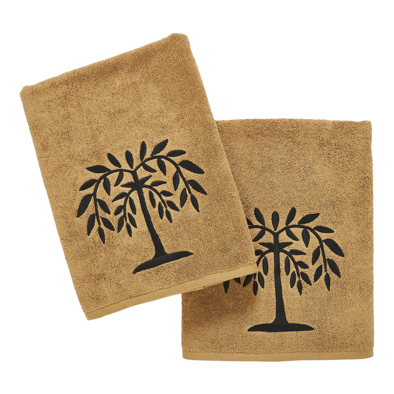 Black Willow Tree Embroidered Bath Towel Set of 2