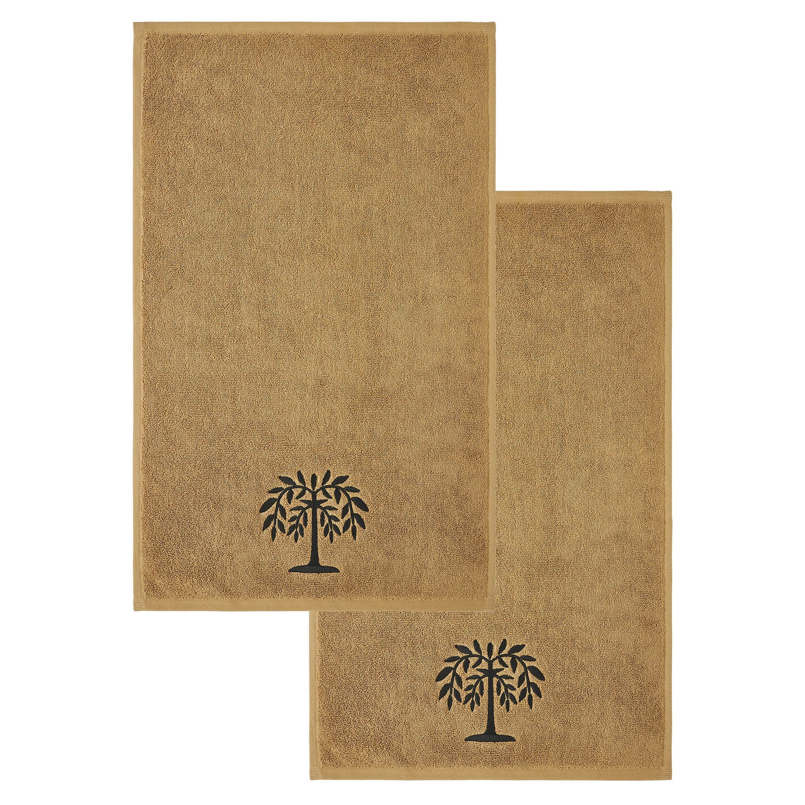 Black Willow Tree Embroidered Hand Towel Set of 2