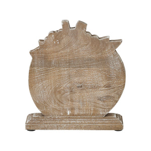 Floral Crown Carved Wood Pumpkin