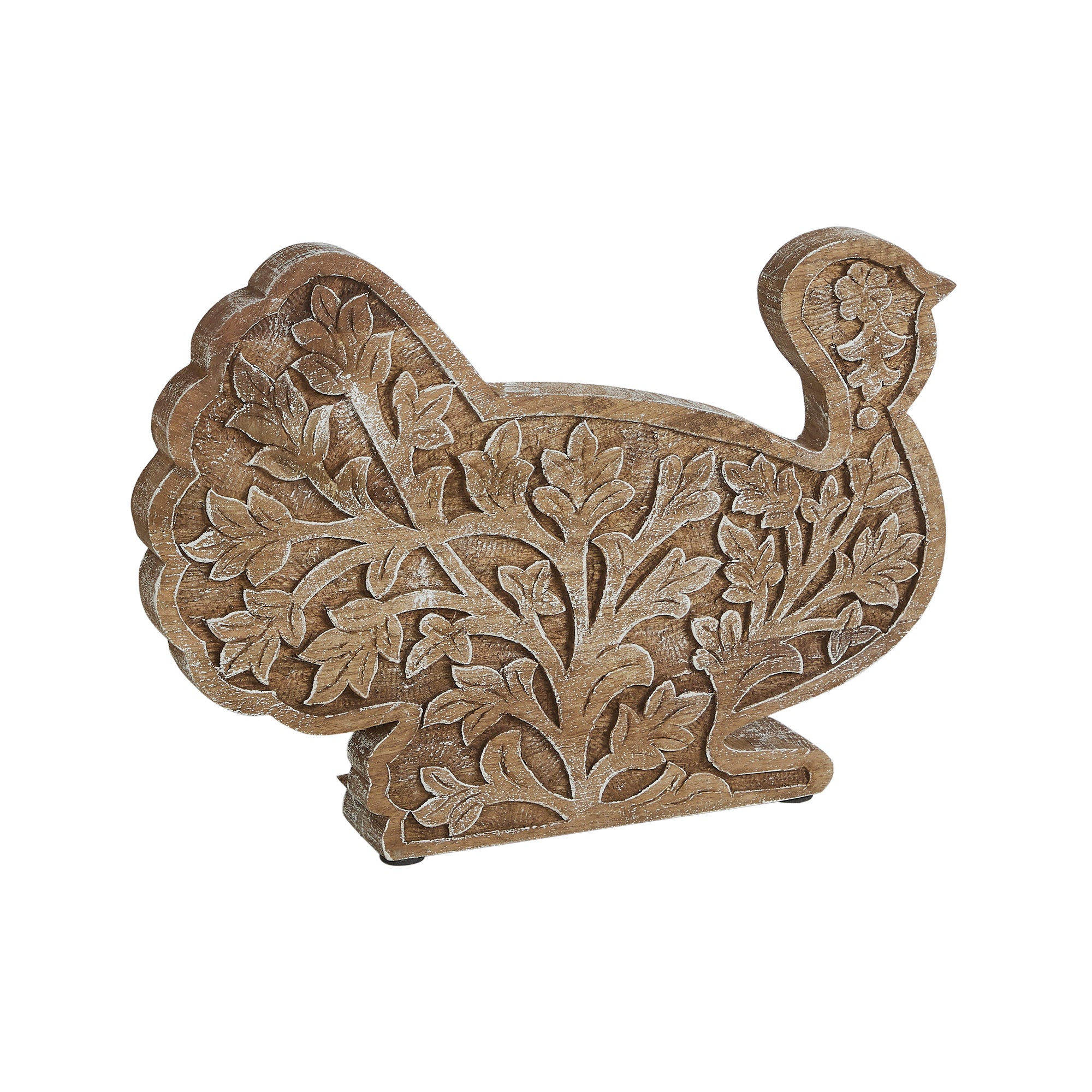 Autumn Harvest Carved Wood Turkey