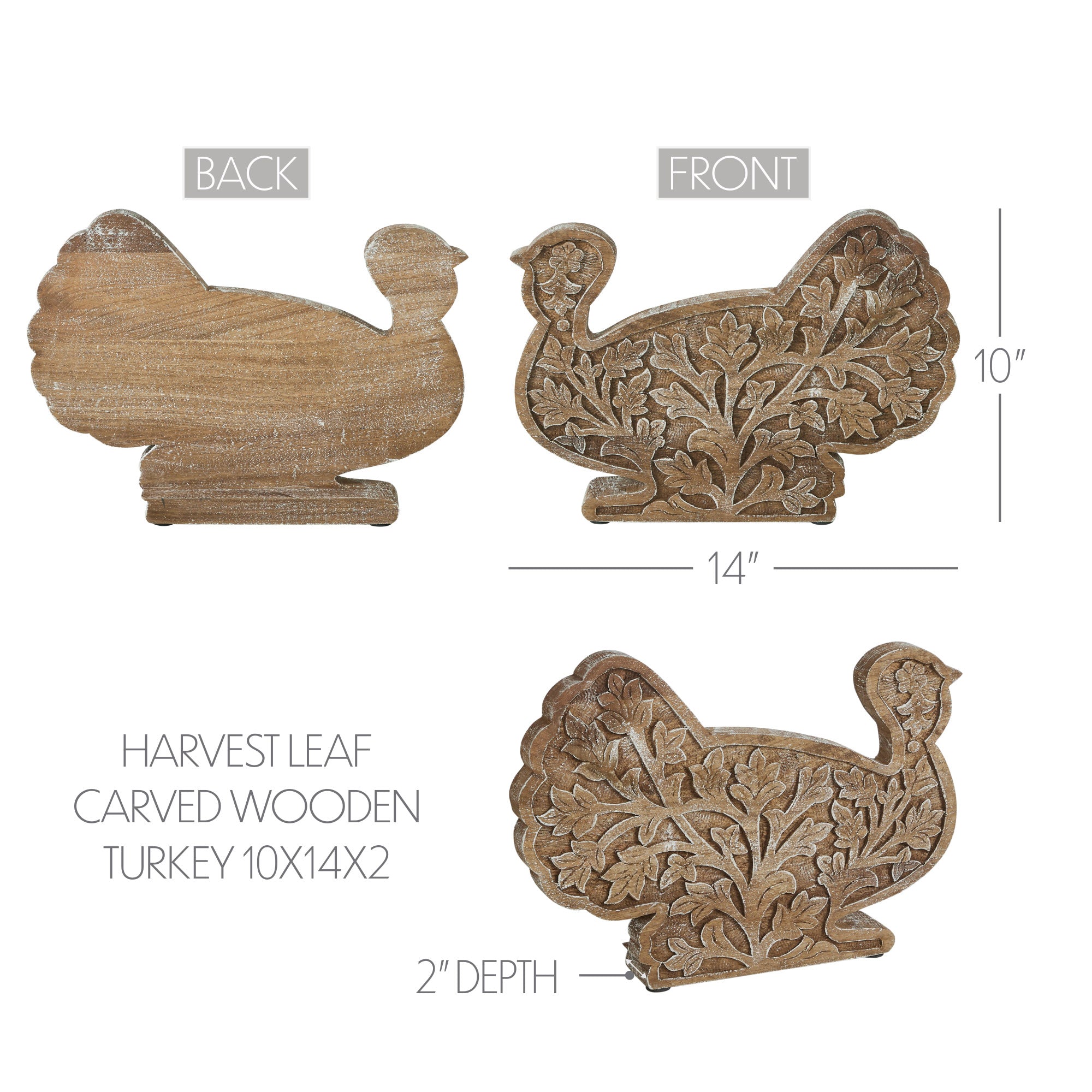 Autumn Harvest Carved Wood Turkey