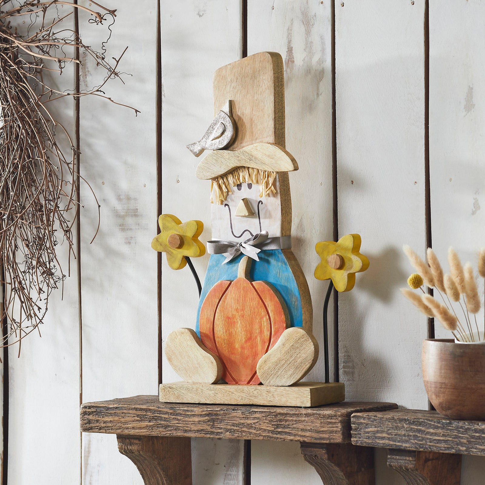Wooden Scarecrow Shelf Sitter