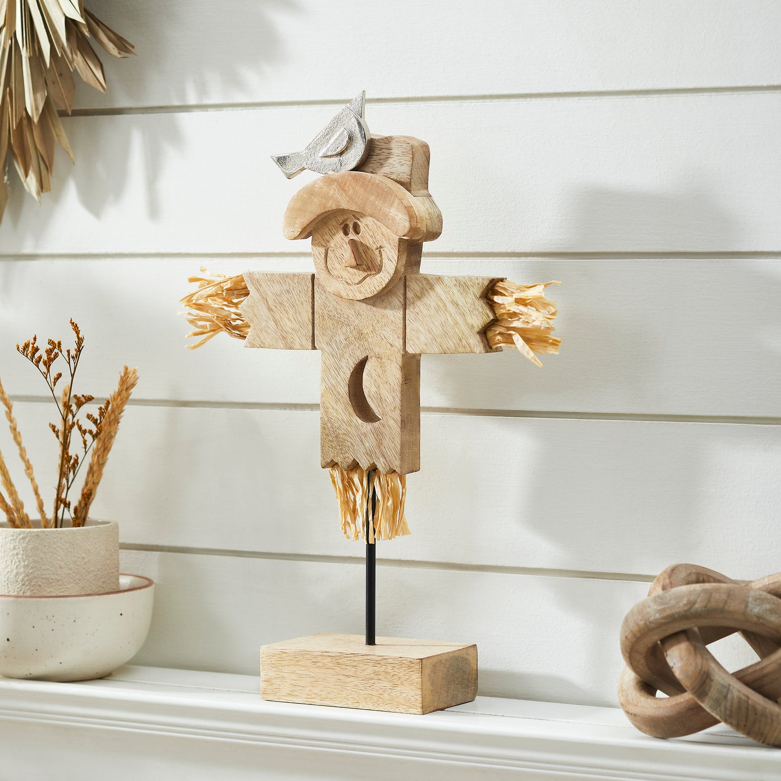 Natural Wood Scarecrow Shelf Sitter