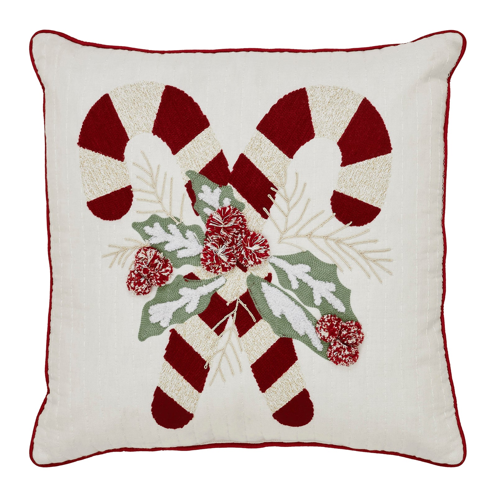 Candy Cane and Holly Pillow