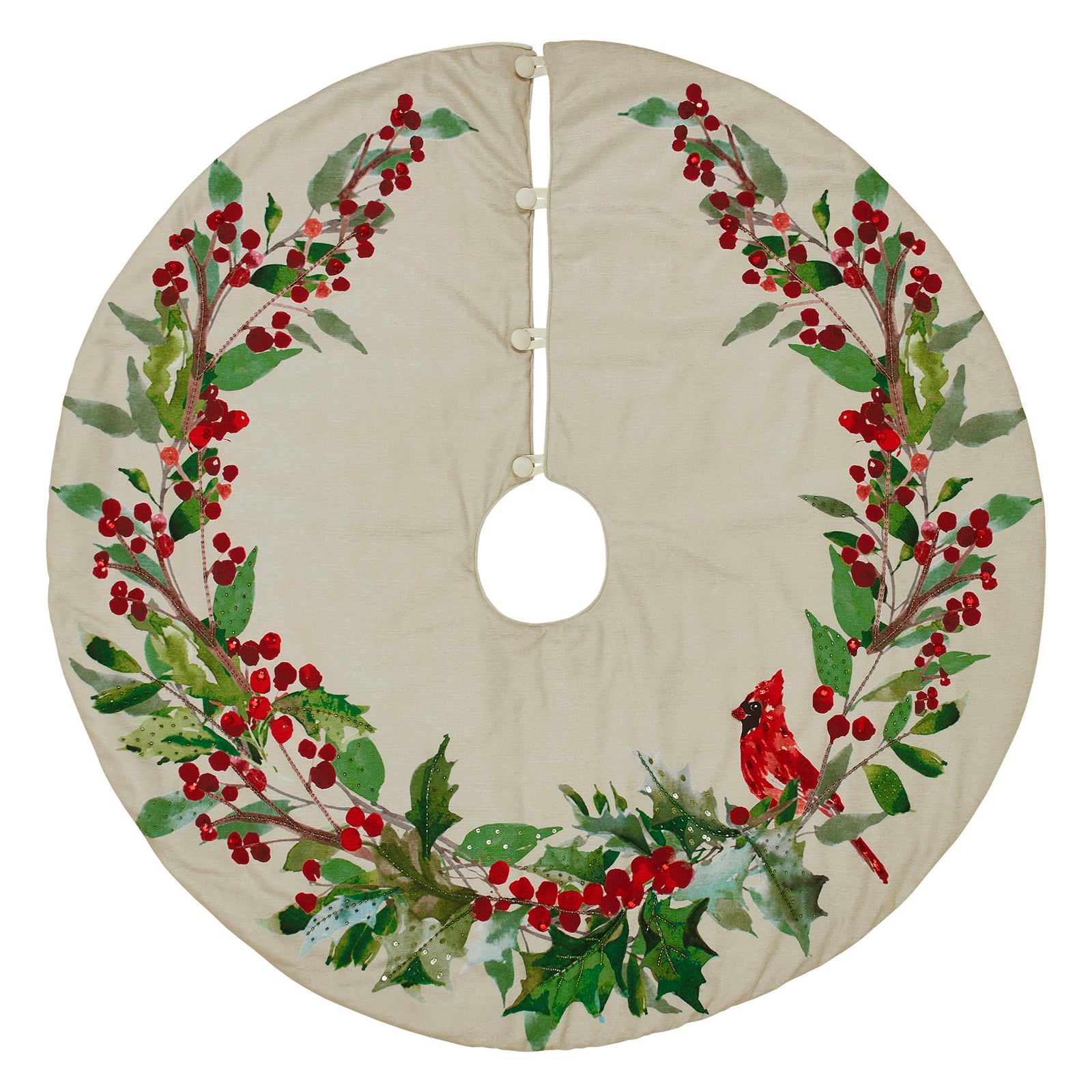 Holly Cardinal Tree Skirt