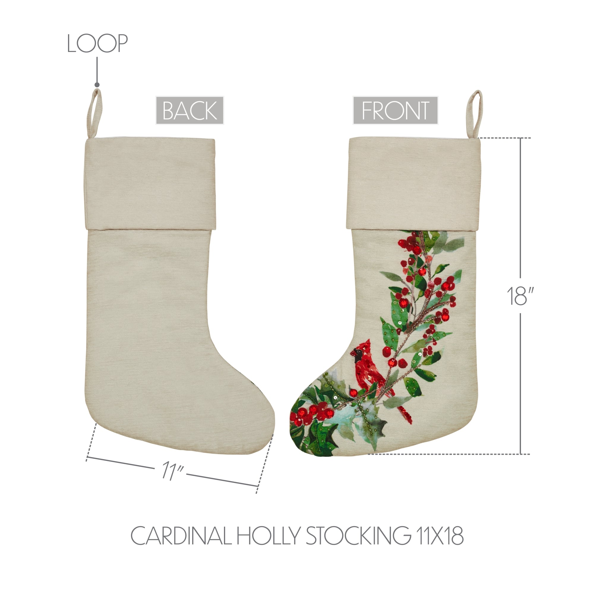 Holly Cardinal Stocking