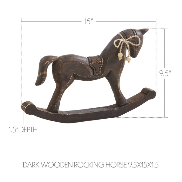 Dark Wooden Rocking Horse - Retro Barn Country Linens