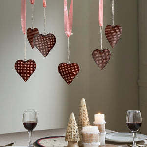 Dotted Metal Heart Ornament Set of 6