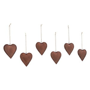 Dotted Metal Heart Ornament Set of 6