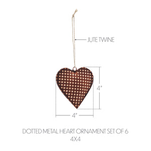 Dotted Metal Heart Ornament Set of 6