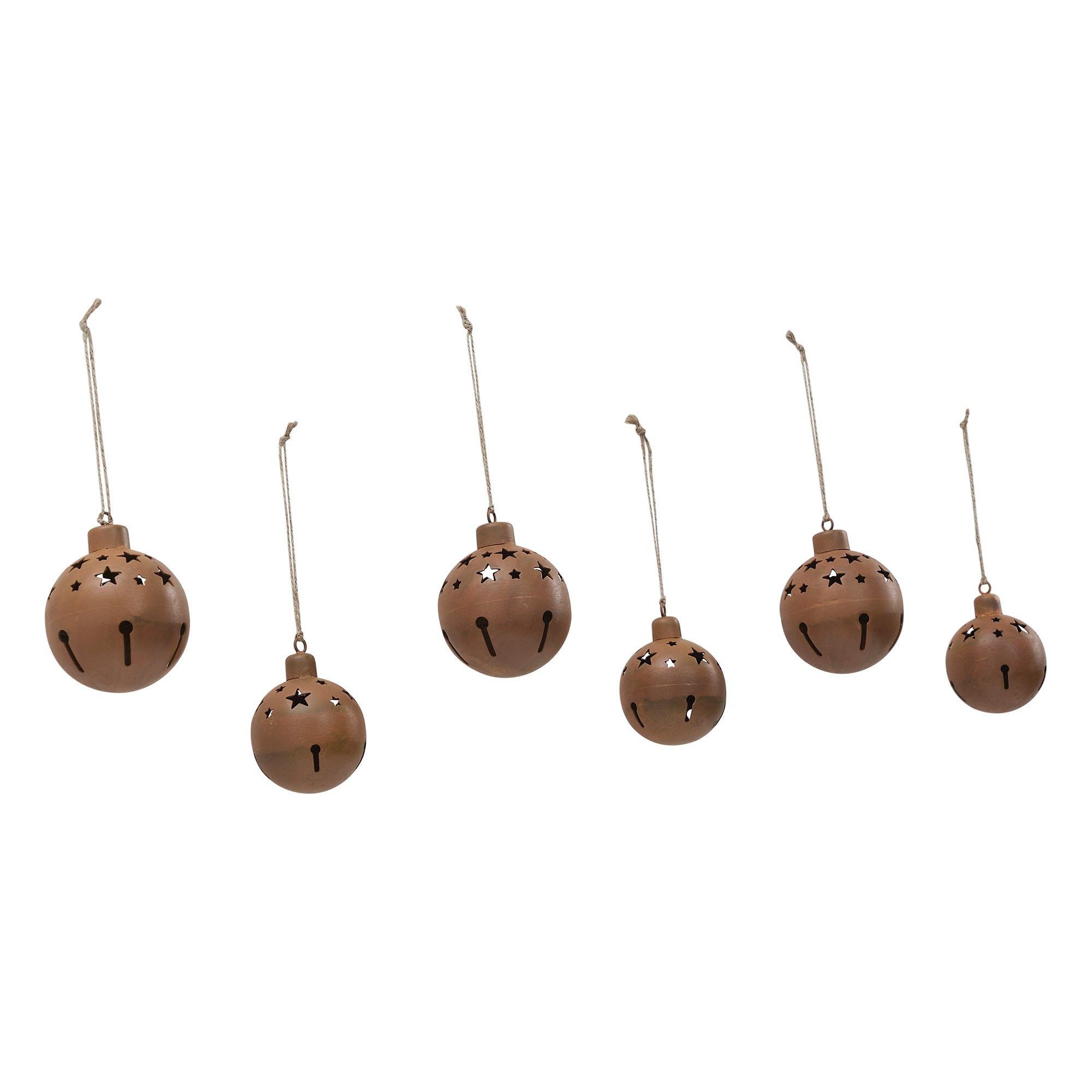 Rust Bell Metal Ornament Set of 6