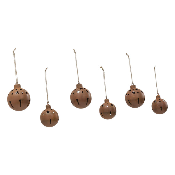 Rust Bell Metal Ornament Set of 6 - Retro Barn Country Linens