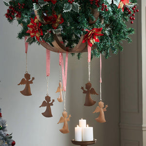 Rust Angel Metal Ornament Set of 6