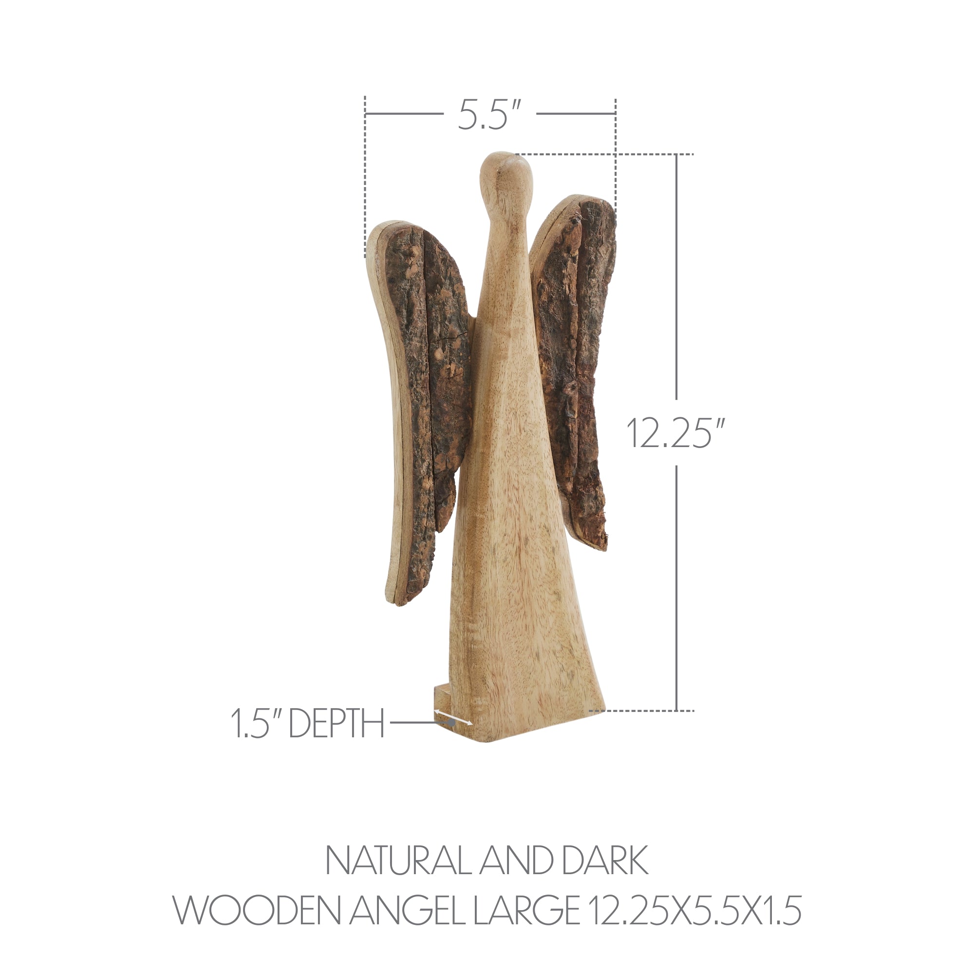Natural and Dark Wooden Angel Figurine