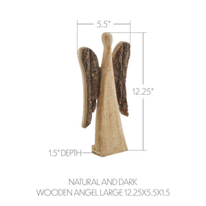 Natural and Dark Wooden Angel Figurine