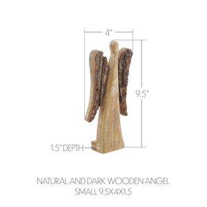 Natural and Dark Wooden Angel Figurine
