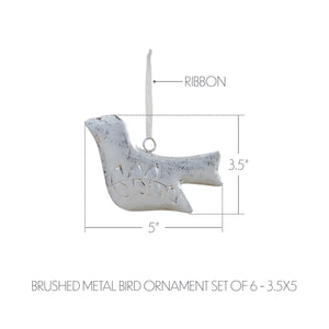 Brushed Metal Bird Ornament Set of 6