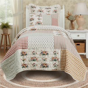 Rosehill Cottage Twin Patchwork Quilt Set- 3 Piece