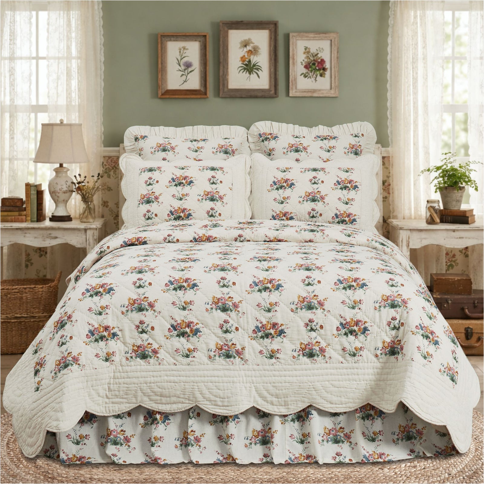 Rosehill Cottage Floral Print Quilt