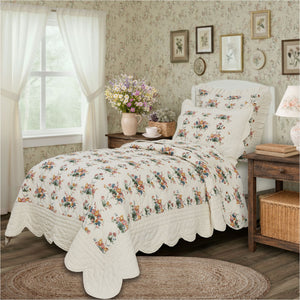 Rosehill Cottage Floral Print Twin Quilt Set- 3 Piece