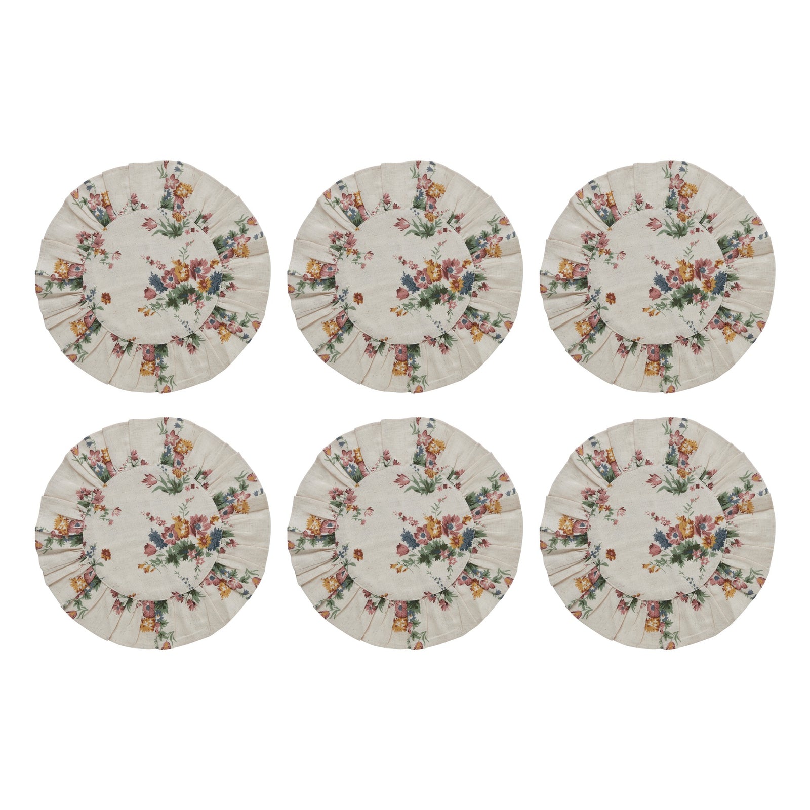 Rosehill Cottage Floral Print Round Placemat Set of 6