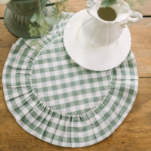 Rosehill Cottage Green Gingham Round Placemat Set of 6