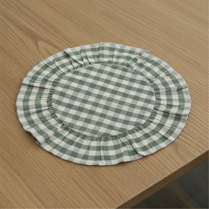 Rosehill Cottage Green Gingham Round Placemat Set of 6