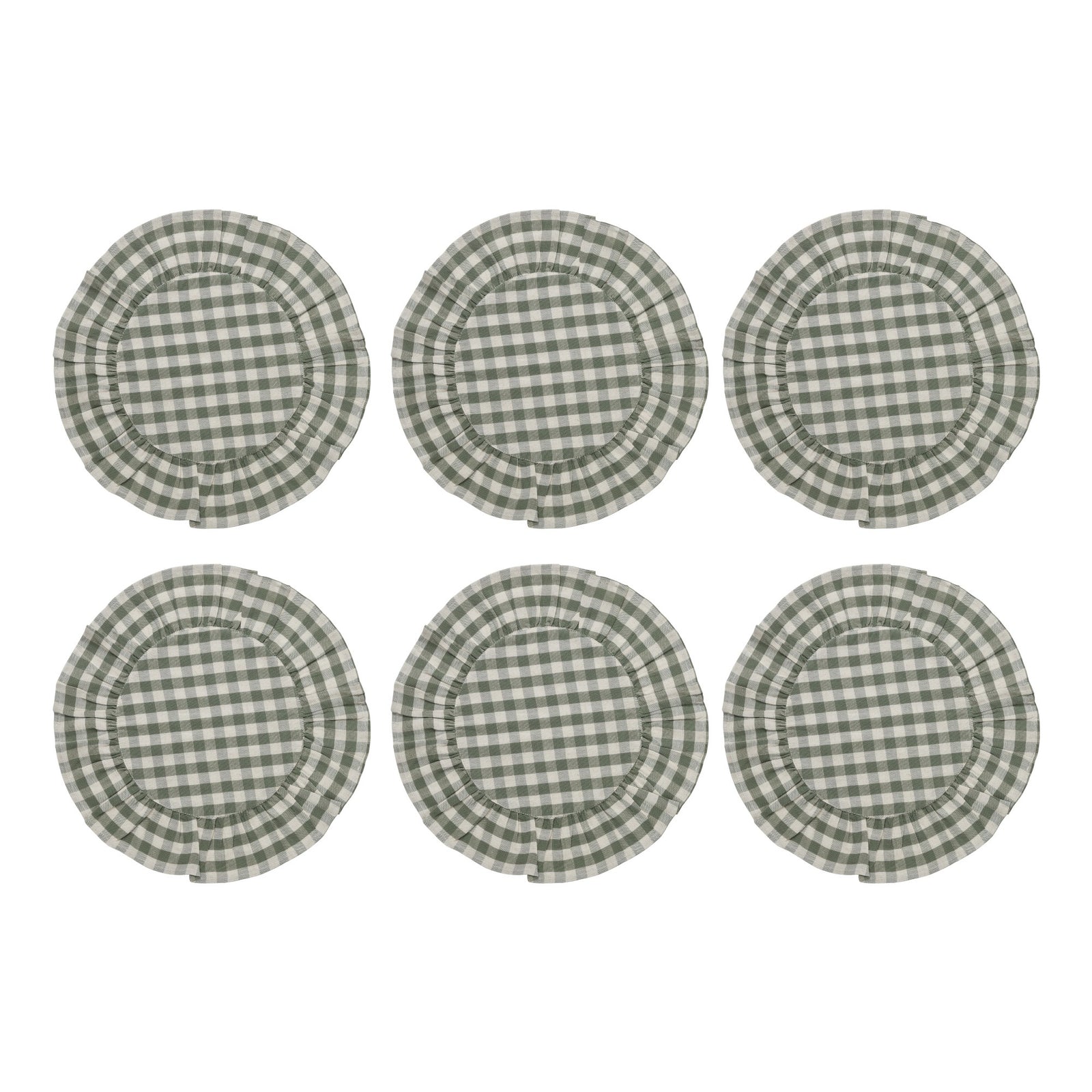 Rosehill Cottage Green Gingham Round Placemat Set of 6