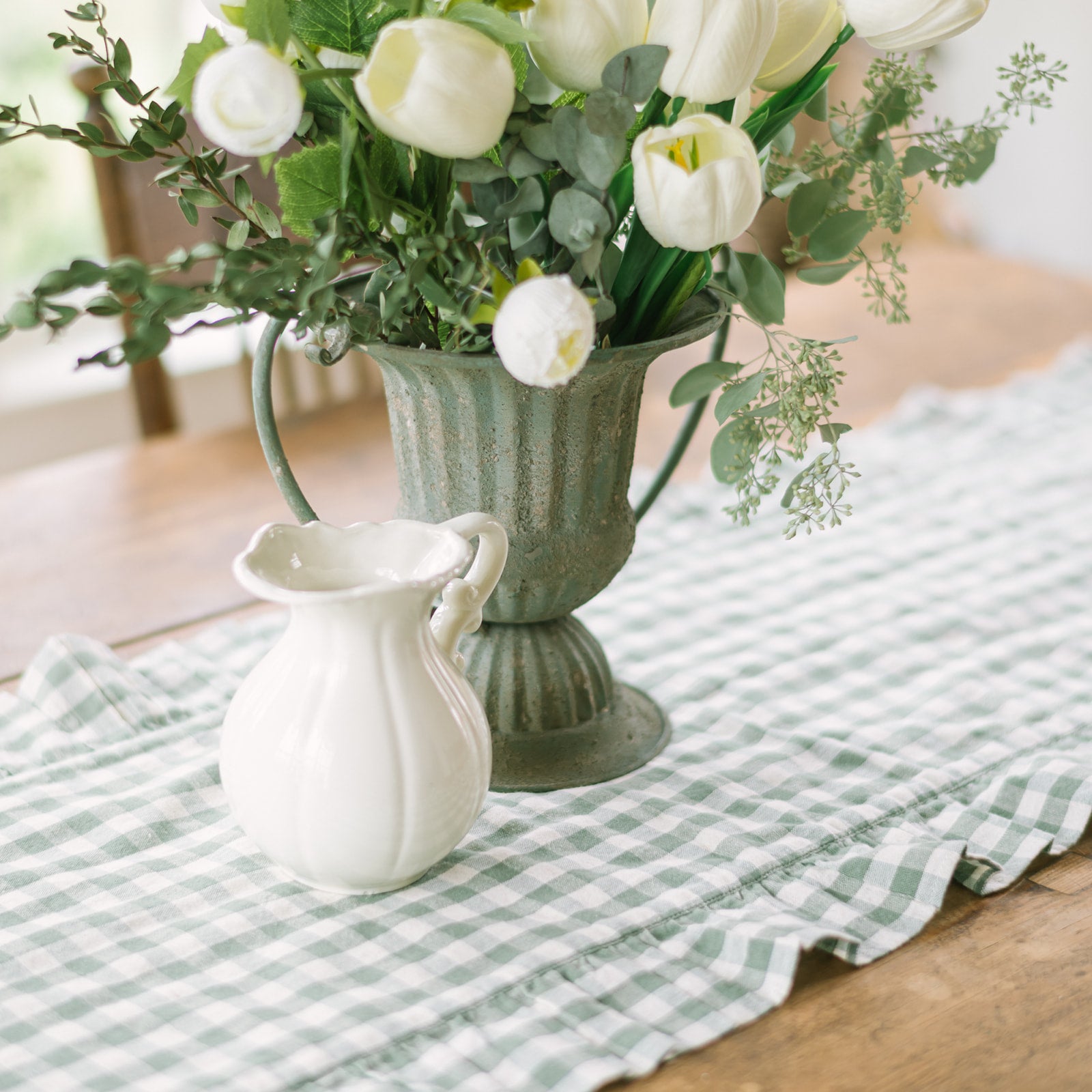 Rosehill Cottage Green Gingham Table Runner