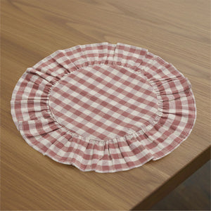 Rosehill Cottage Dusty Rose Gingham Round Placemat Set of 6