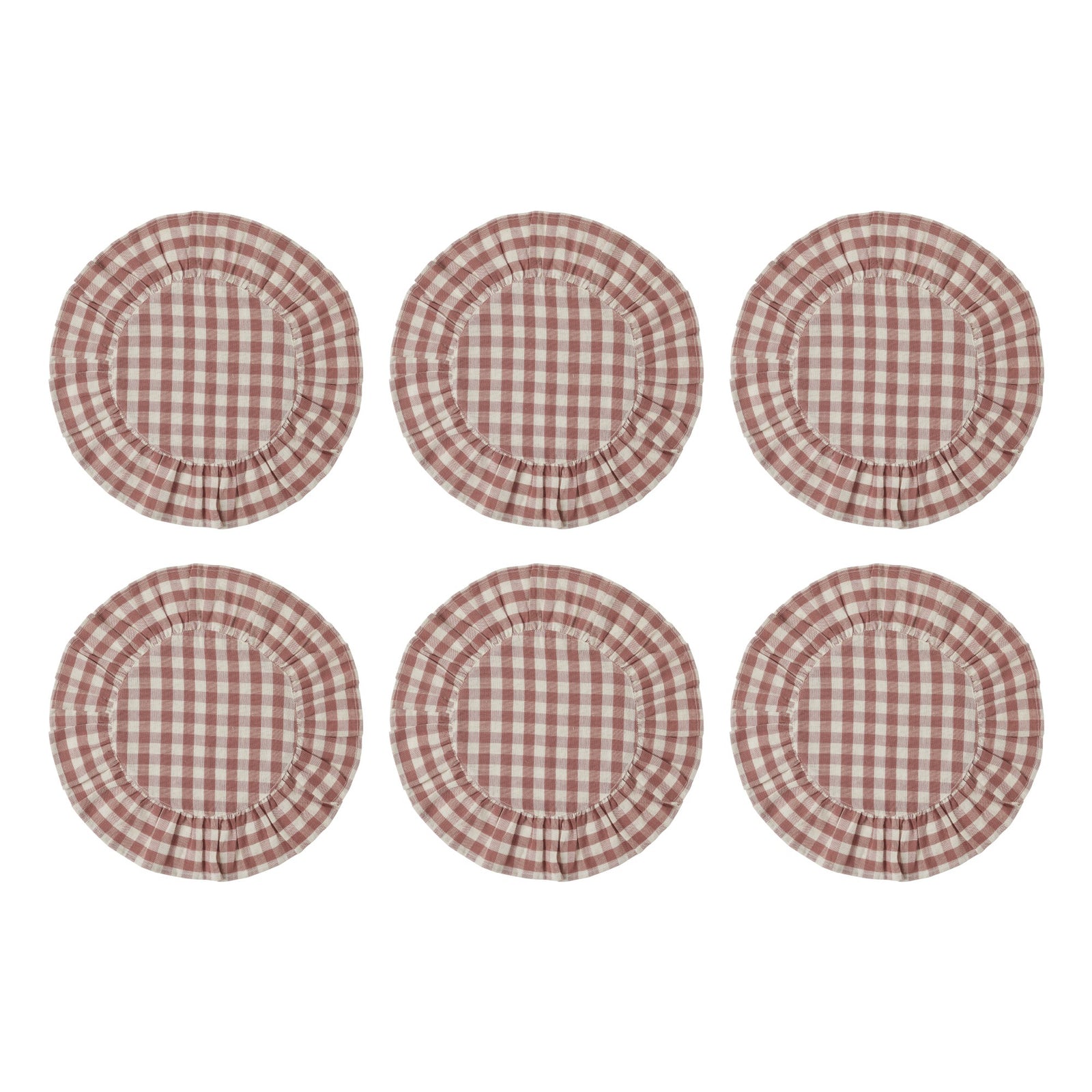 Rosehill Cottage Dusty Rose Gingham Round Placemat Set of 6