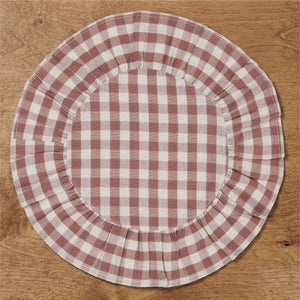 Rosehill Cottage Dusty Rose Gingham Round Placemat Set of 6