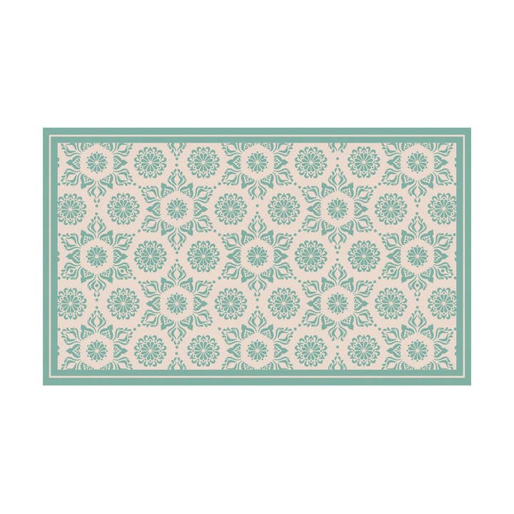 Turquoise Flower Vinyl Floor Mat