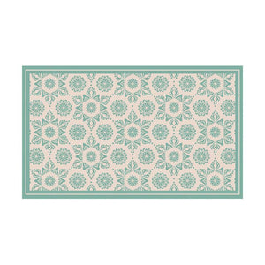 Turquoise Flower Vinyl Floor Mat
