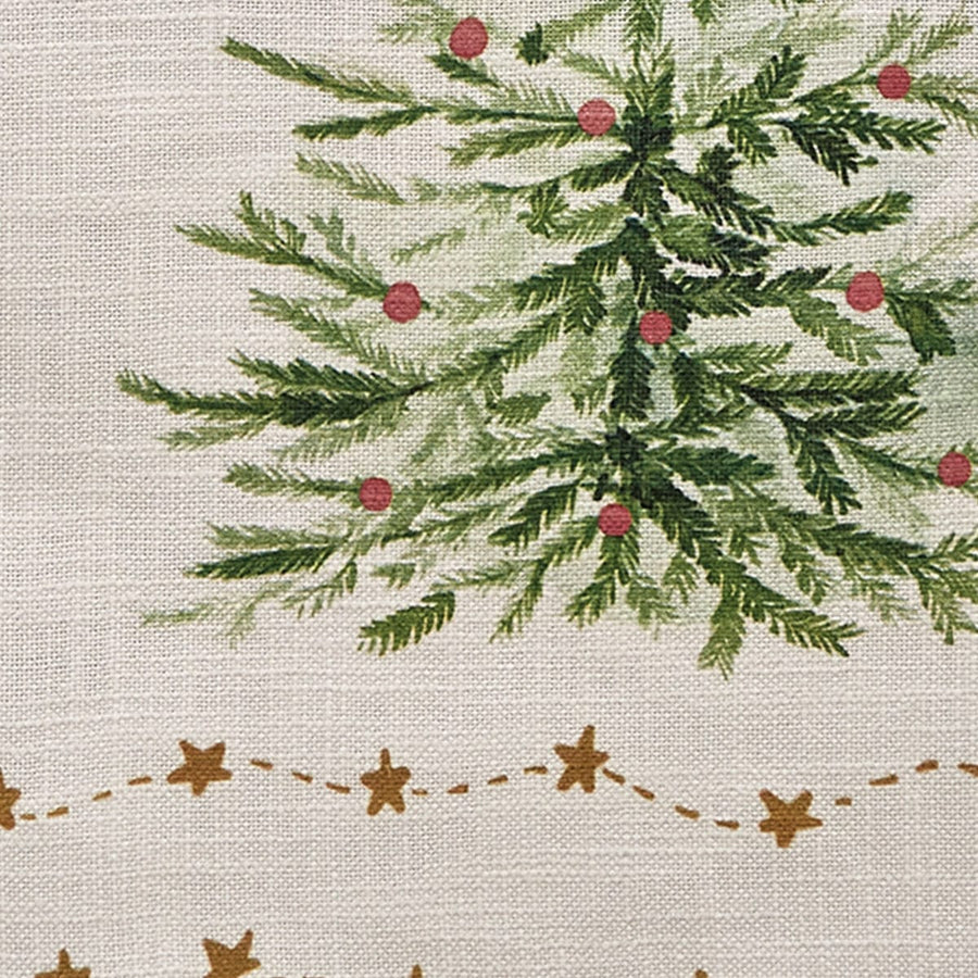 Rustic Christmas Watercolor Table Runner 54"