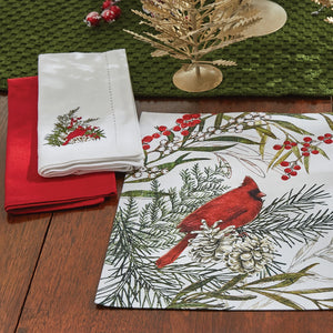 Cardinal Embroidered Napkin Set of 4
