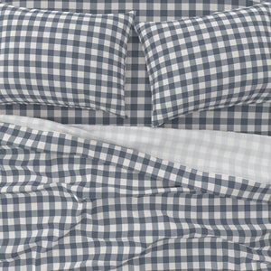 Blue Gingham Cotton Sheet Set