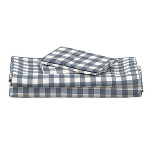 Blue Gingham Cotton Sheet Set