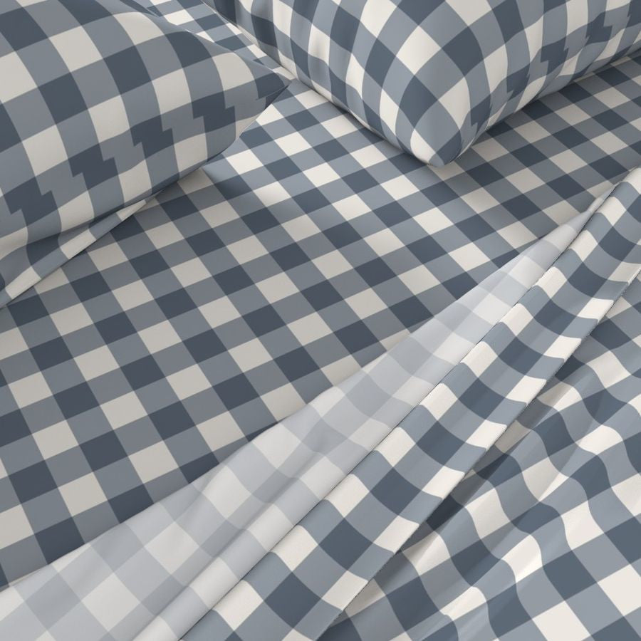 Blue Gingham Cotton Sheet Set