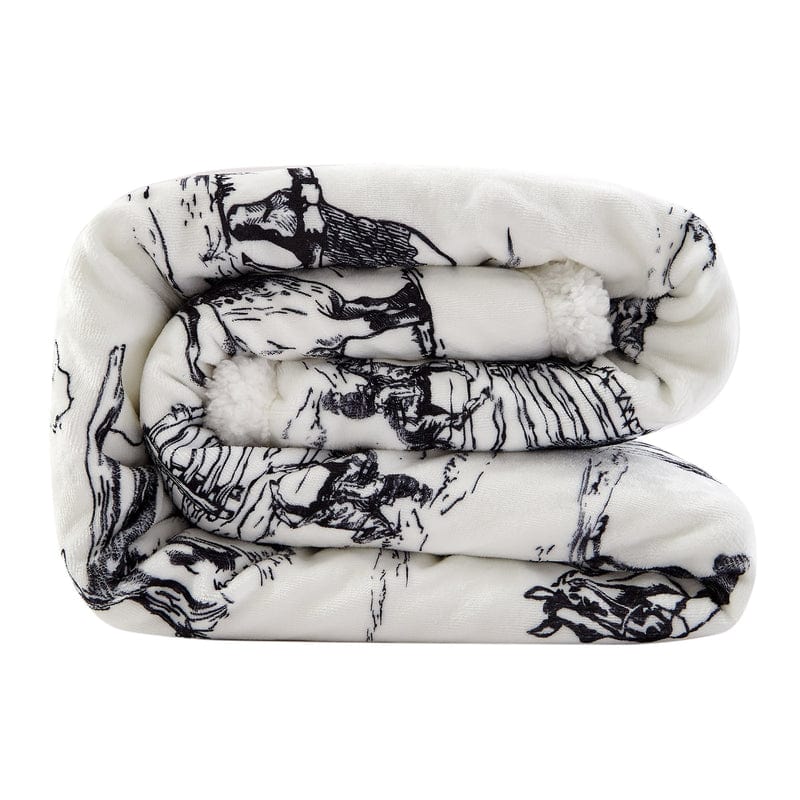 Ranch Life Western Throw Blanket- Black and White