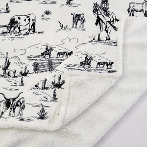 Ranch Life Western Throw Blanket- Black and White