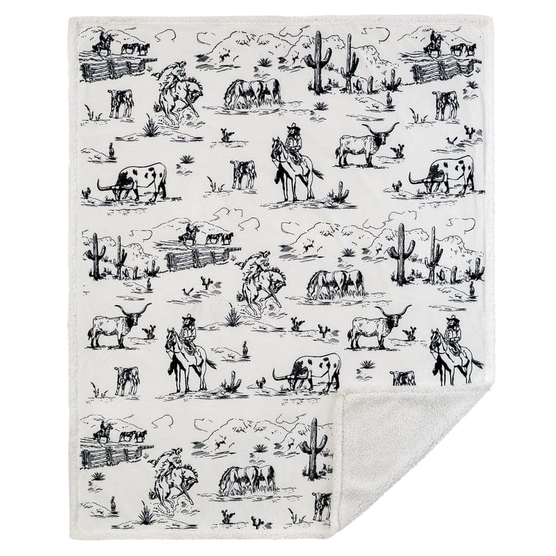 Ranch Life Western Throw Blanket- Black and White