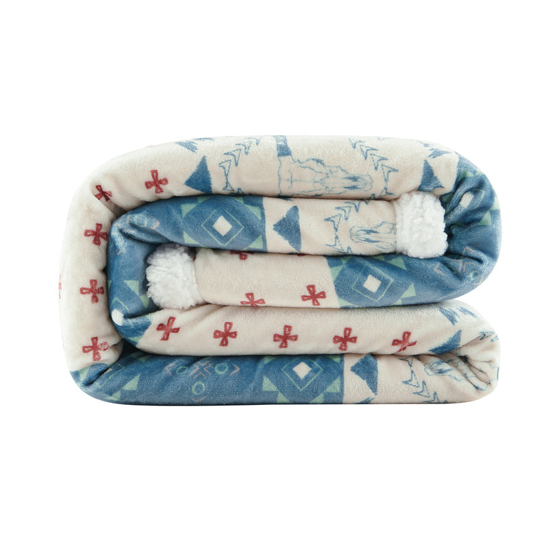 Patchwork Paisley Sherpa Throw