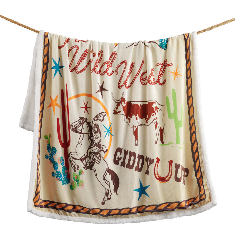Western Adventure Sherpa Throw and Pillows - 3 Piece Set