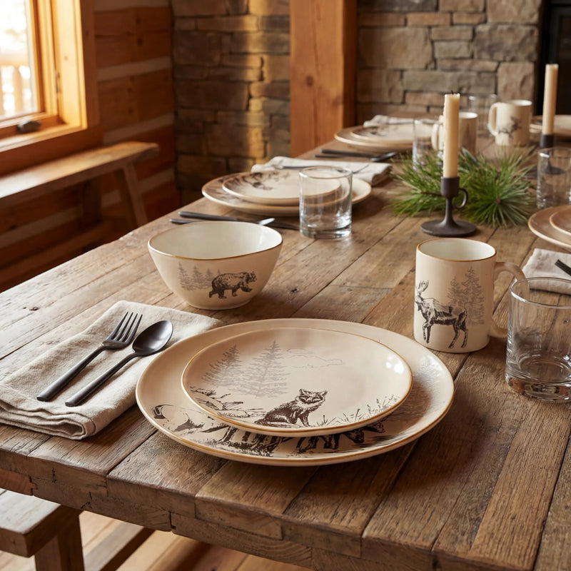 White Pine 16 Piece Ceramic Dinnerware Set