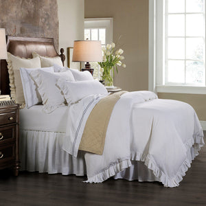 Lily Ruffled Comforter Set / Duvet Cover Set- White