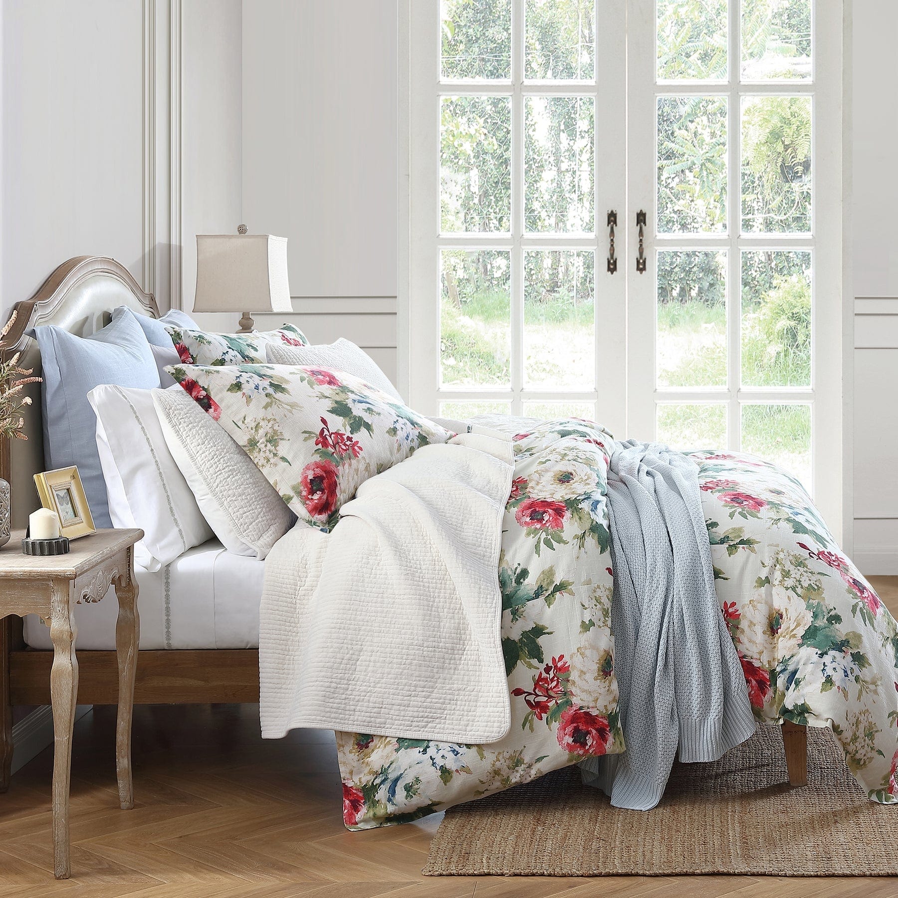 Peony Washed Linen Comforter Set